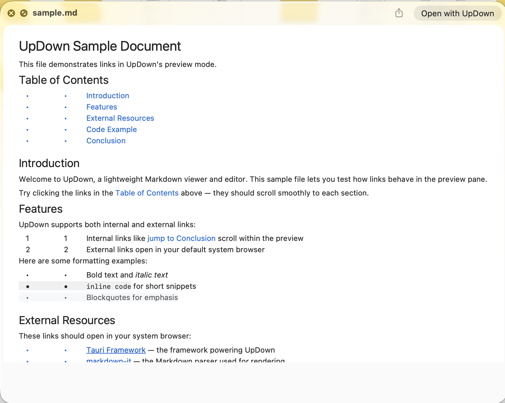 Quick Look preview of a Markdown file in macOS Finder